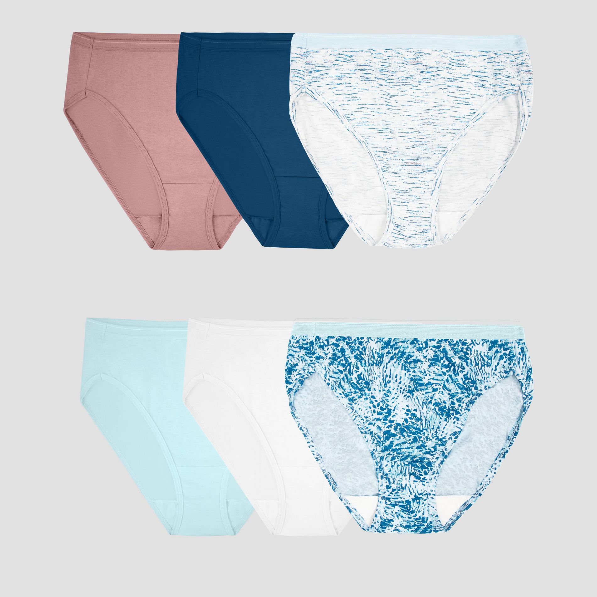Fruit of the Loom Women's 6pk Hi-Cut Underwear - Colors May Vary 7: Cotton Knit, Tagless, Breathable, Moisture Wicking, Solid & Stripes