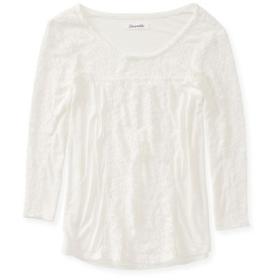 Aeropostale Womens Lacey Ls Embellished T-Shirt