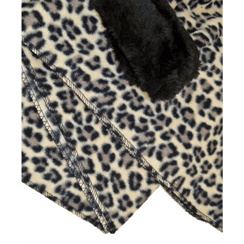 Women's Leopard 3-Piece gloves scarf Hat Fur Trim Winter Set, 3 of 4