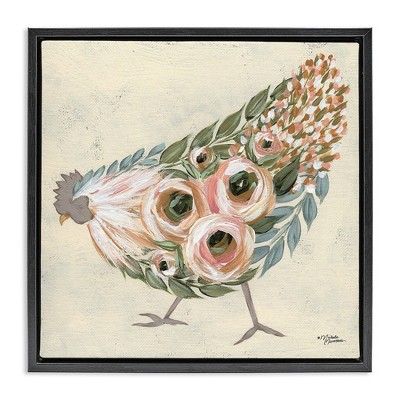 Stupell Industries Vintage Chicken with Floral Body, 18" x 18"