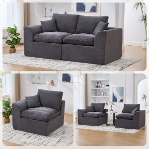 Modular Sectional Sofa Upholstered Loveseat 2-Seater Cloud Couch with Removable Cushion Cover, No Assembly Needed - ModernLuxe - 1 of 4