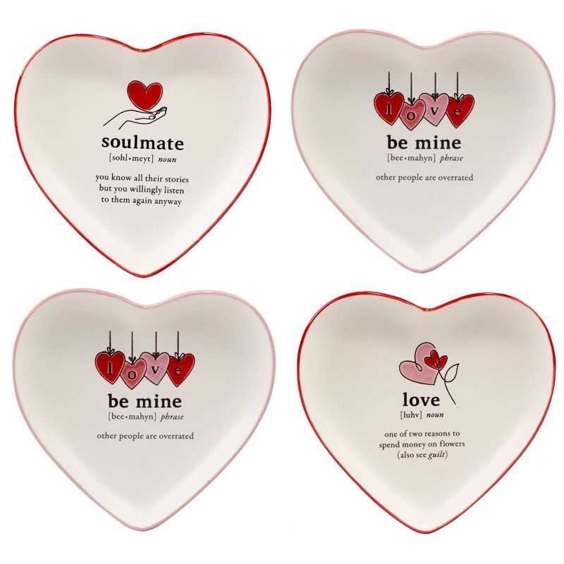 Certified International Set of 4 Valentine&#39;s Day Heart Shaped Tid Bit Dining Plates, 1 of 8