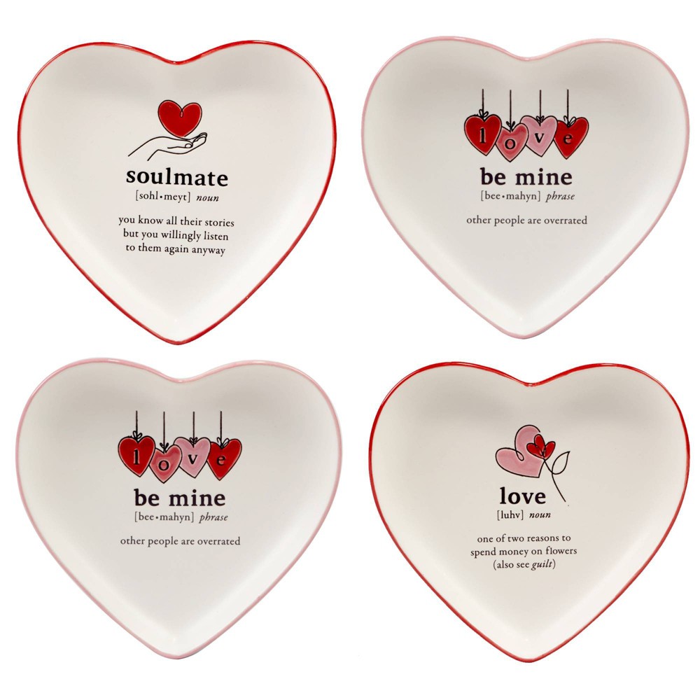 Photos - Plate Certified International Set of 4 Valentine's Day Heart Shaped Tid Bit Dini 