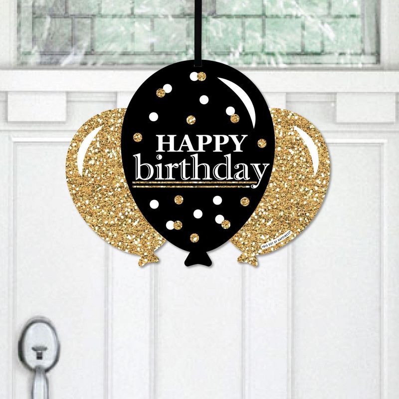 Big Dot of Happiness Adult Happy Birthday - Gold - Hanging Porch Birthday Party Outdoor Decorations - Front Door Decor - 1 Piece Sign, 1 of 9