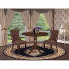 3-Piece Mahogany Finish Solid Wood Top-Round Upholstered Dining Room Set -Seats 4 - 2 of 4