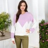 Anna-Kaci Women's Zigzag Color Block Sweater with Long Sleeves and Crew Neck - 2 of 4