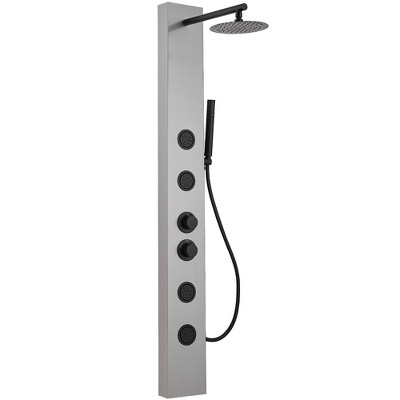 BWE 4-Jet Rainfall Shower Tower Shower Panel System with Waterfall Shower Head and Shower Wand