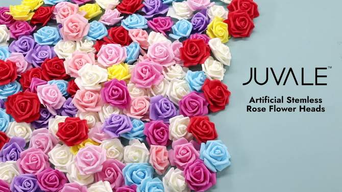 Juvale 100 Pack Foam Pink Flowers, 3 Inch Artificial Stemless Roses for Crafts, Wall Decorations, Wedding Receptions, Spring Decor, and DIY Projects, 2 of 12, play video
