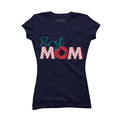 Junior's Design By Humans Best Mom Heart Pattern By Semir T-Shirt