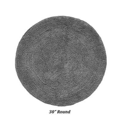 Lux Gray 30" Round Cotton Bath Mat Rug