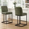 Infurnic Accent Chairs, Modern Upholstered Chairs Set with Sturdy Legs, Comfortable High Stool for Kitchen and Dining Room, Green, 15.5"*17.5"*35" - 2 of 4