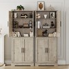 Kitchen Pantry Cabinet with 4 Doors & Adjustable Shelves, Freestanding Utility Storage Cupboard - 3 of 4