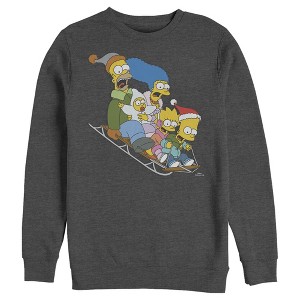 Men's The Simpsons Distressed Family Gone Sledding Sweatshirt - 1 of 4