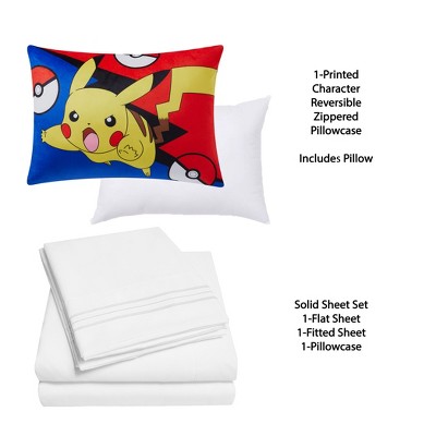 Kids' Pokemon Pikachu Pillow with Bonus Solid Sheet Set