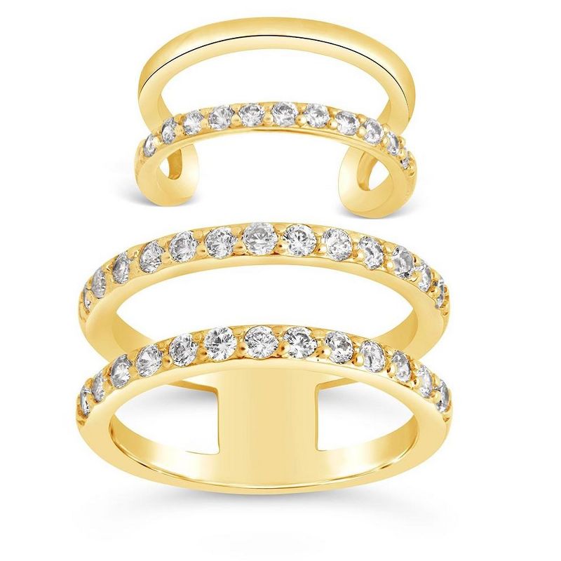 SHINE by Sterling Forever Stackable CZ Open Band & Midi Ring Set, 6 of 9
