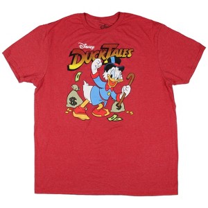 Disney Men's DuckTales Scrooge McDuck Money Bags Red Heather T-Shirt - 1 of 3