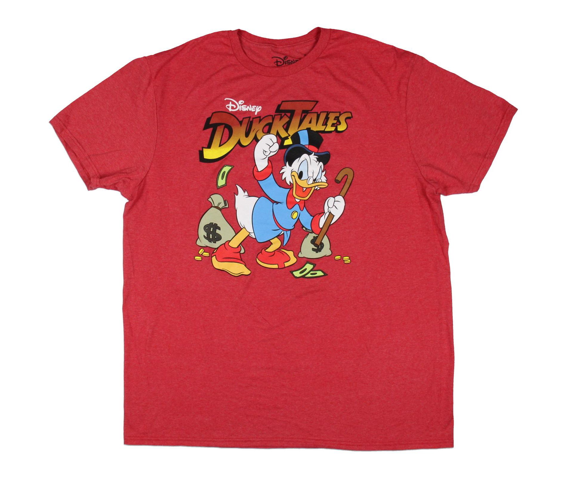 Disney Men's DuckTales Scrooge McDuck Money Bags Red Heather T-Shirt