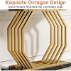 Gulches Modern Luxe Faux Marble Console Accent Sofa Table, Gold Octagon Metal Base, White Top, Black, 40" - 3 of 4