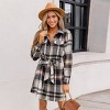 Women's Plaid Collared Long Sleeve Front Button Mini Shirt Dress -Cupshe - 2 of 4