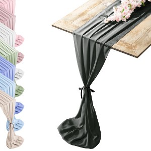 RCZ Décor Silky Touch Chiffon Table Runner With Two Style Ribbon Ties - 10ft.  Table Runner, Wedding Table Runner 29 x 120 Inches - 1 of 4