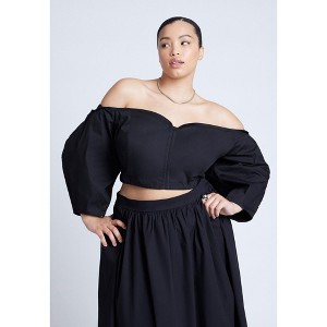ELOQUII Women's Plus Size Off The Shoulder Sweetheart Neckline Top - 1 of 4