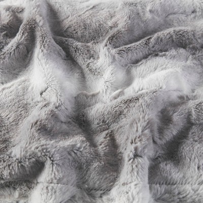 Luxurious Gray 60"x70" Reversible Faux Fur Throw Blanket