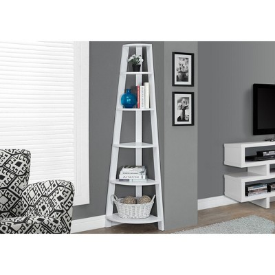 Vynxaria 5-Tier Corner Etagere Bookcase - Modern Brown Laminate for Office & Home