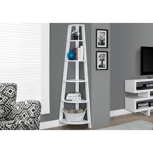 Vynxaria 5-Tier Corner Etagere Bookcase - Modern Brown Laminate for Office & Home - 1 of 4