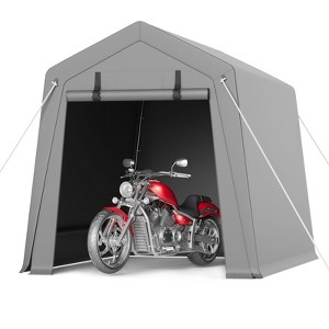 Outdoor Storage Shed, Heavy-Duty Motorcycle Tent with Roll-Up Door, Waterproof & UV-Resistant Carport for Bike & Tools - 1 of 4