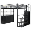 TIRAMISUBEST Full Size Loft Bed with Storage Staircase and Open Wardrobe, Metal Loft Bedframe with Storage Shelves and Lockers - 4 of 4