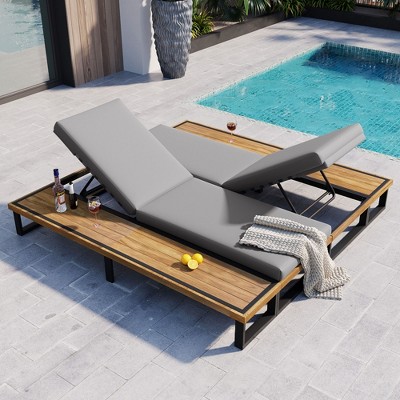 YOOCOZZ 2-Piece Outdoor Chaise Lounge Set – Adjustable Recliners with Cushions & Side Table