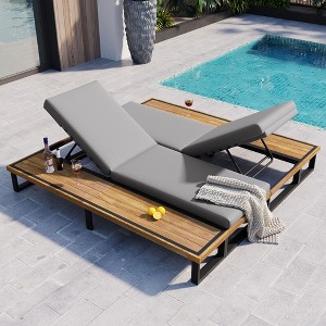 YOOCOZZ 2-Piece Outdoor Chaise Lounge Set – Adjustable Recliners with Cushions & Side Table - 1 of 4