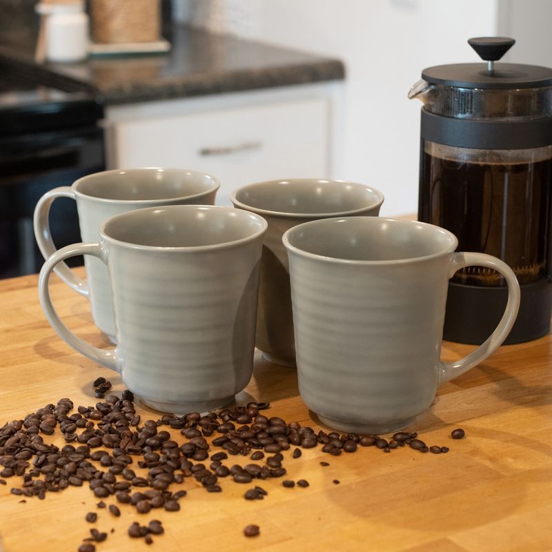 Elanze Designs Grey Matte Glaze Finish 17 ounce Stoneware Coffee Cup Mugs Set of 4, 5 of 6