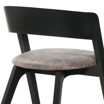 Set of 2 Black and Brown Mid-Century Modern Upholstered Arm Chairs