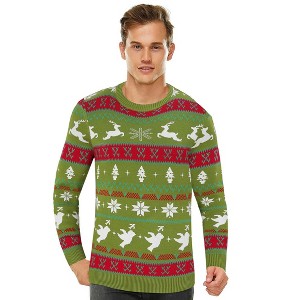 Coolmee Men's Ugly Christmas Sweater Long Sleeve Crew Neck Knitted Sweaters Xmas Holiday Funny Pullover Knitwear Tops - 1 of 4