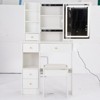 FONTOI Bedside Vanity Table with Cushioned Stool&Hair Dryer Bracket, Dresser with Mirror&Tri-color Switching for Bedroom, White, 12.6"*50.4"*29.2" - 2 of 4
