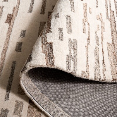 Ivory and Gray Hand-Tufted Wool Rectangular Area Rug, 5' x 8'