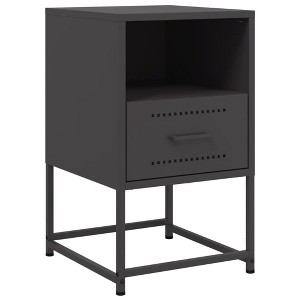 vidaXL Bedside Cabinet Black Steel Medium Bedside Cabinet Rectangular - 1 of 4