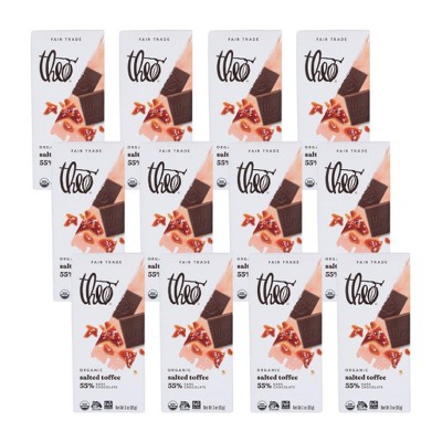 Theo Chocolate Organic Salted Toffee 55% Dark Chocolate bar - Case of 12/3 oz