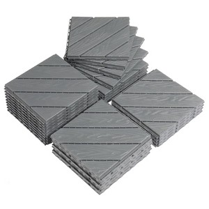 VINGLI Interlocking Deck Tiles, Plastic Tiles for All Weather, Outdoor Flooring for Patio, Poolside, 27 Pcs 11.8"x11.8", Dark Gray - 1 of 4