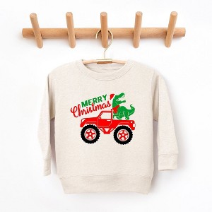 The Juniper Shop Christmas Dino Truck Youth Ultra-Soft Graphic Sweatshirt - 1 of 3