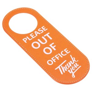 Unique Bargains PU Leather Waterproof Office Home Meeting Door Hanger Sign - 1 of 4