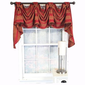 RLF Home Luxurious Modern Design Ribbon Stripe Victory Swag 3-Scoop Window Valance 50" x 25" - 1 of 4