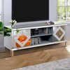 LIVAREEmlen TV Stand for 65+ inch TV, Sliver TV Console Table with Open Storage and 2 Storage Cabinets, Diamond Shape Mirror Doors for Living Room - 3 of 4