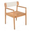 JUJABU Set of 2 Acacia Wood Outdoor Dining Chairs with Armrests – Braided White Rope Design, Teak Finish - 4 of 4