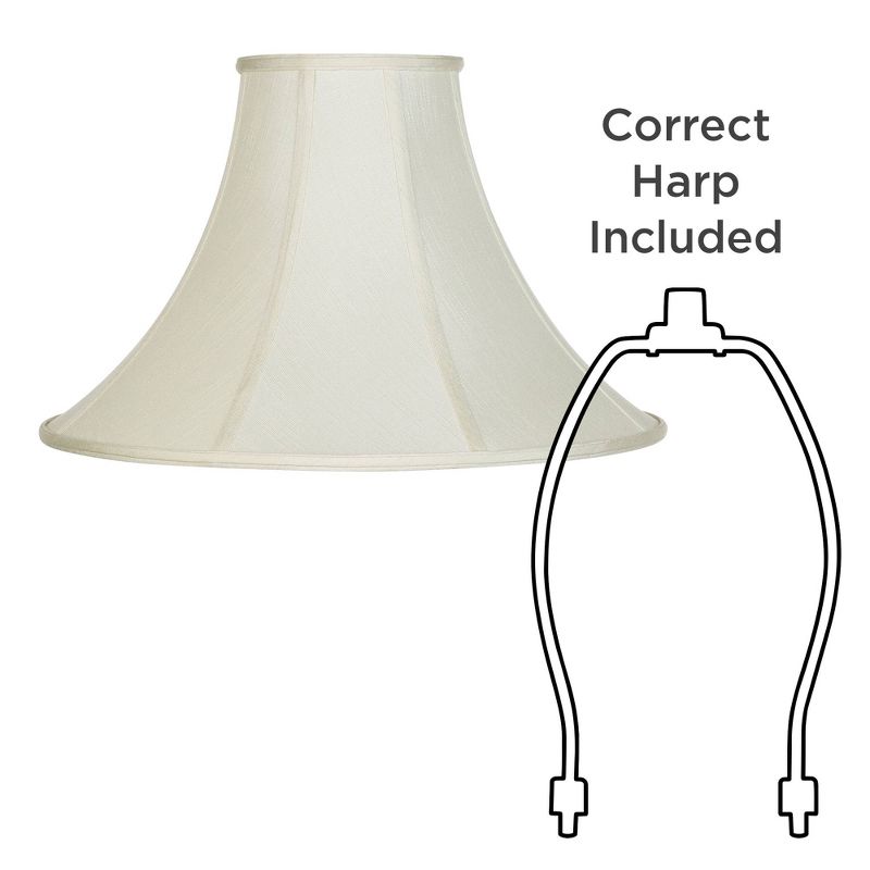 Imperial Shade Set of 2 Bell Lamp Shades Cream Large 7" Top x 20" Bottom x 12.25" High Spider Replacement Harp and Finial Fitting, 5 of 7