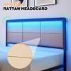 homfan Rattan Bed - LED Headboard, Steel Slat Support, Heavy Duty Frame, No Box Spring - Boho - 3 of 4