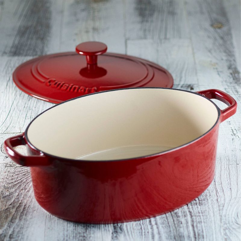 Cuisinart Chef&#39;s Classic 5.5qt Red Enameled Cast Iron Oval Casserole with Cover - CI755-30CR, 4 of 7