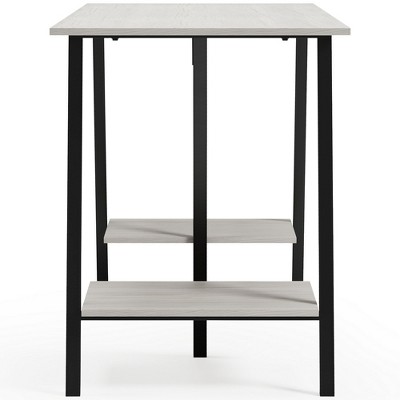 Black and White Transitional Home Office Desk with Shelves