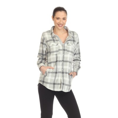 Women's Lightweight and Soft Flannel Plaid  - White Mark